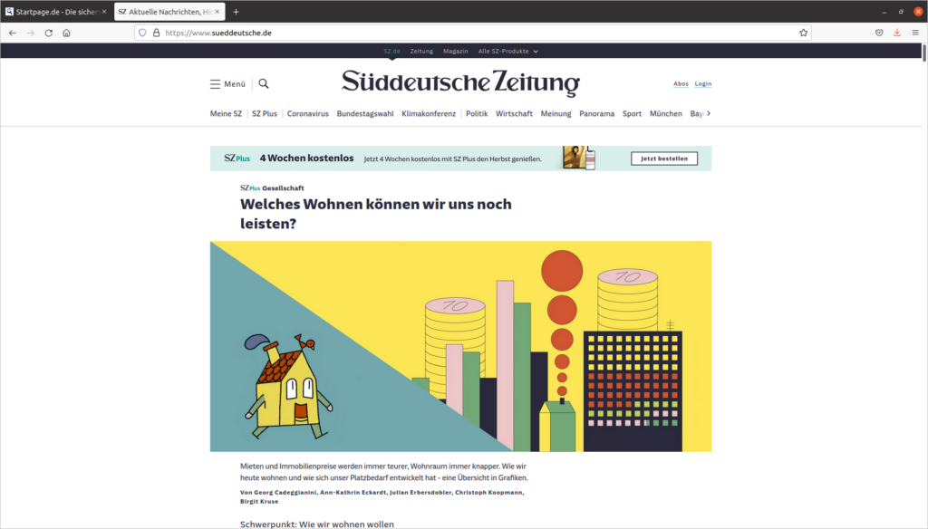 Zeitungsartikel ohne Werbung